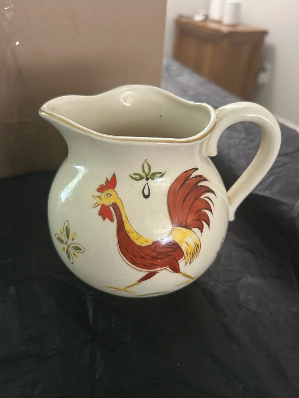 Cream Rooster Ceramic Pitcher - Decorative Home Art